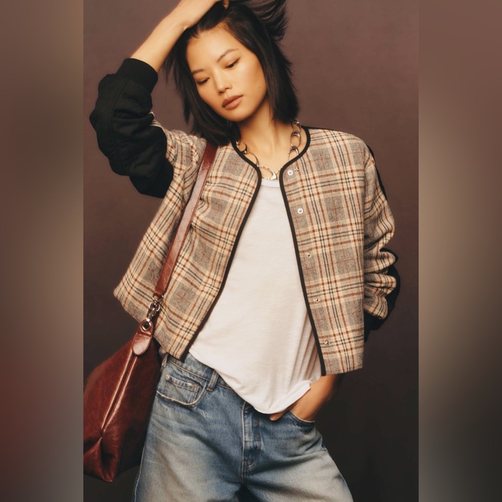 Anthropologie - Quilted Dolan Fabric Mix Jacket